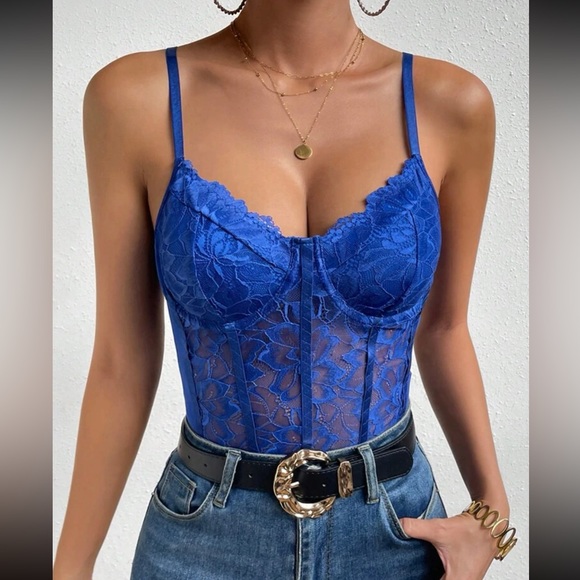 Luxe sexy lace bustier cami bodysuit - Picture 1 of 6